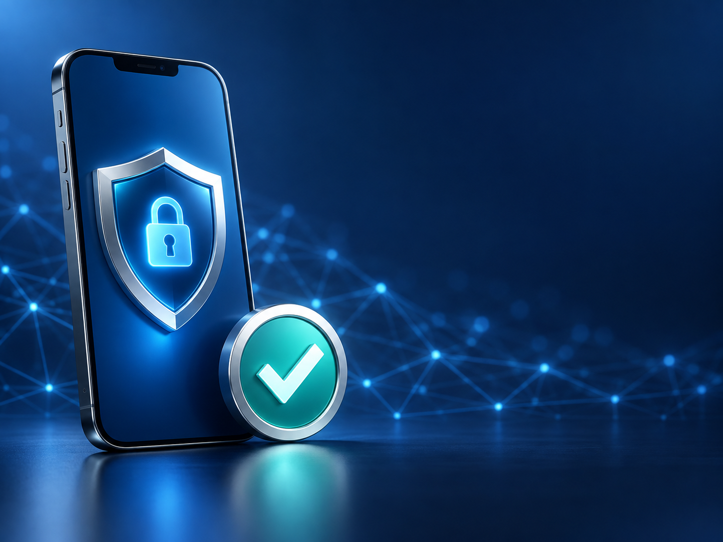 Smartphone with security shield and verification symbol for safe online gaming access.